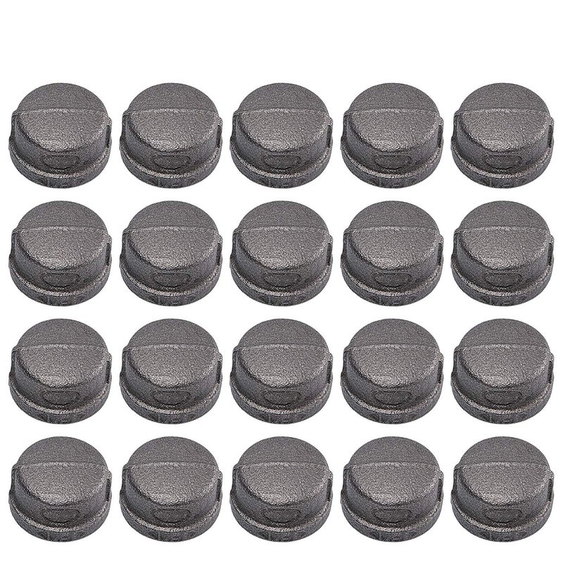 Home TZH 1" Pipe Fitting Cap, Home TZH 20 Pack 1" Malleable Iron Cast Gray Pipe Caps for Steam-Punk Vintage Shelf Bracket DIY Plumbing Pipe Decor Furniture (20, 1") - Image 1